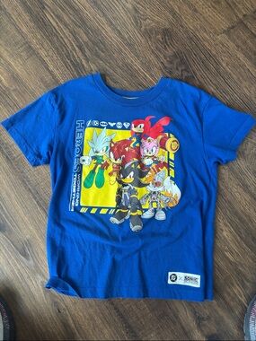 Sonic Heroes Blue Graphic Kids T‑Shirt